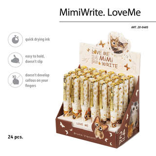 Ручка шариковая 0.5 мм, BV MimiWrite Love Me Милый котик, синяя, ассорти. Цена за 1 шт. 6