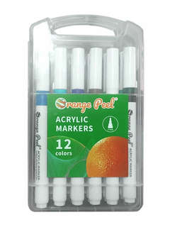 Маркеры акриловые 12 цветов, Orange Peel, круглый наконечник ...
