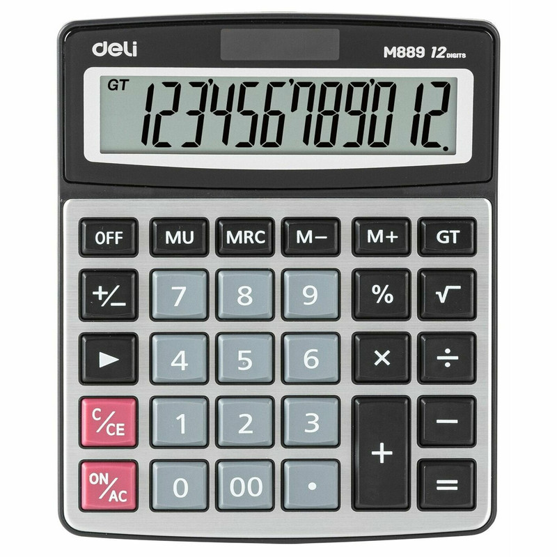 Калькулятор настольный Deli EM889, 12-тиразрядный, серебристый