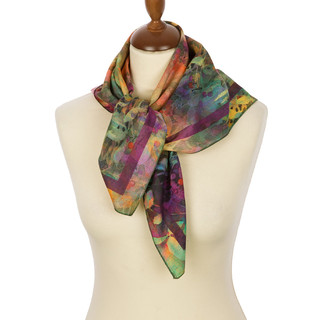 Павловопосадский платок сиреневый 100% хлопок 70-70, артикул 10281-15 1