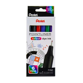 Линеры 6 цветов, Pentel Pointliner Colour, 0.4 мм, S40-6