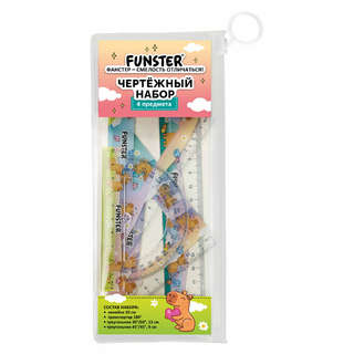 Набор чертежный Funster Капибары: линейка 20 см, 2 треугольни...