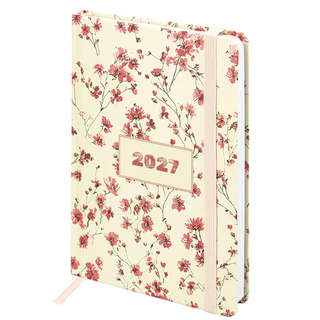 Ежедневник на 2027 год, А5, твердый, с резинкой, Brauberg 'Fl...