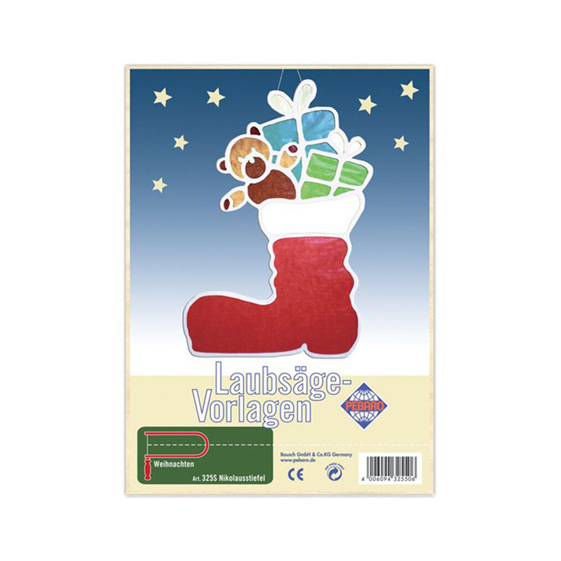 Заготовка из фанеры 'Рождественский сапожок' для выпиливания лобзиком 