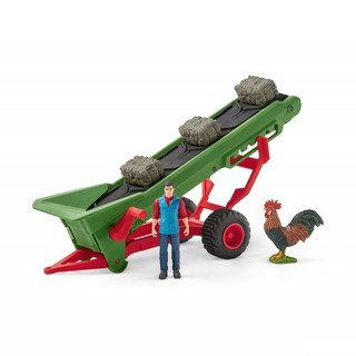 Schleich Игровой набор Фермер и прицеп-конвейер для сена 42377