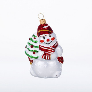 Елочное украшение 'Снеговик с елкой', стекло, 8.2 см, артикул...