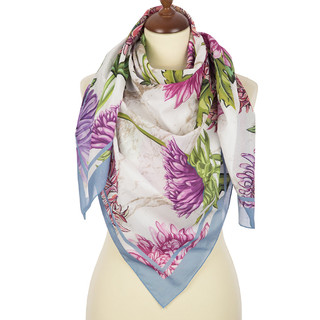 Павловопосадский платок белый 100% хлопок 115-115, артикул 10603-1 1