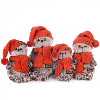 Басик в вязаной шапке и шарфе 25 см 5