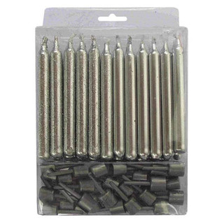 Свечи Серебряные, с блестками, 24 штук в набое, с держателями...