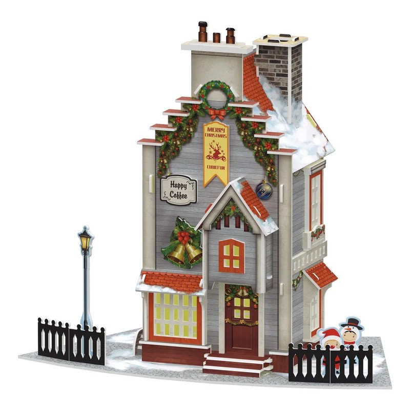 3D-пазл 'Новогодняя кофейня' 77 деталей, подсветка, Cubic Fun