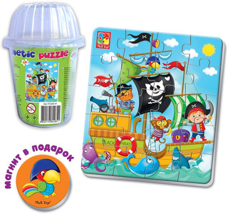 Vladi Toys Мягкие магнитные пазлы в стакане Пираты 3