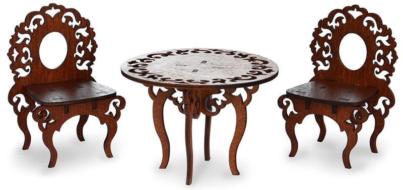 ЯиГрушка Мебель для кукол Стол и два стула, цвет коричневый