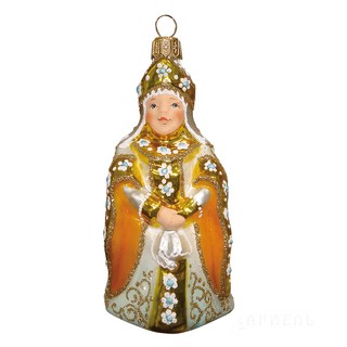 Ёлочная игрушка ЦАРИЦА (в золотом платье), коллекция 'Формовые игрушки', стекло, 12 см, Ариель
