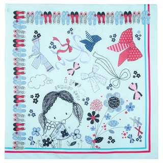 Павловопосадский платок голубой 100% хлопок 75-75, артикул 10342-11 2