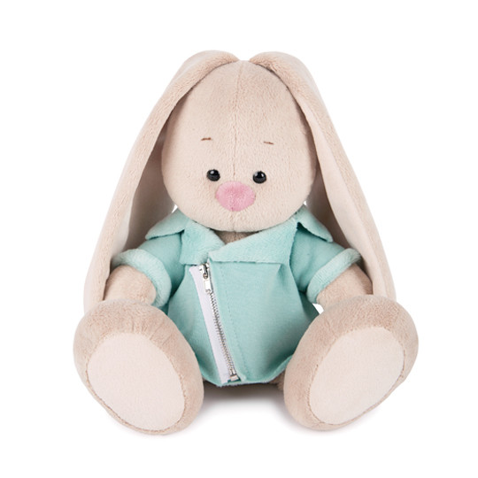 Зайка Ми в голубой меховой курточке, 18 см