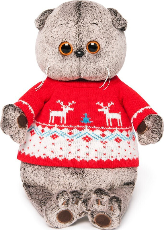 Басик в свитере с оленями, 19 см