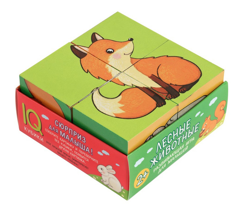 Умные кубики в поддончике. Лесные животные