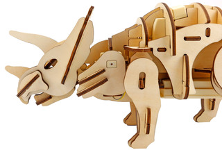 Play Wood Деревянный механизированный конструктор Трицератопс 3
