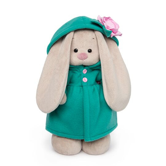 Зайка Ми в изумрудном пальто с розовым цветочком 32 с