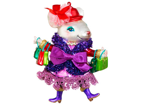 Мышь-Леди 'Рождественская распродажа' (стекло) 9,6х13 см