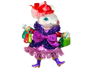 Мышь-Леди 'Рождественская распродажа' (стекло) 9,6х13 см