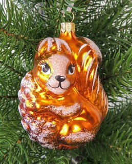 Елочное украшение 'Белка' 85 мм, стекло, артикул С 1714 2