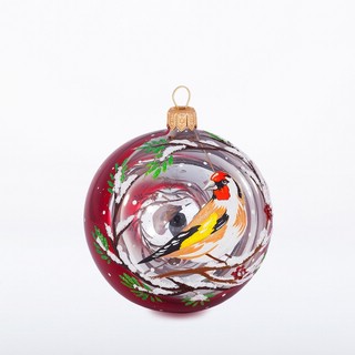 Шар "Трель" стекло, 8.5 см, артикул С1835 (щегол)