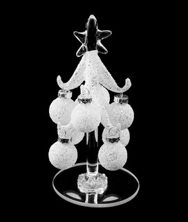 Мини-елочка стеклянная с белыми шариками, артикул 744124