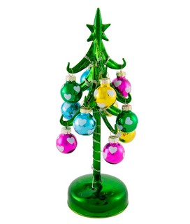Мини-елочка стеклянная с цветными шариками, артикул 748950