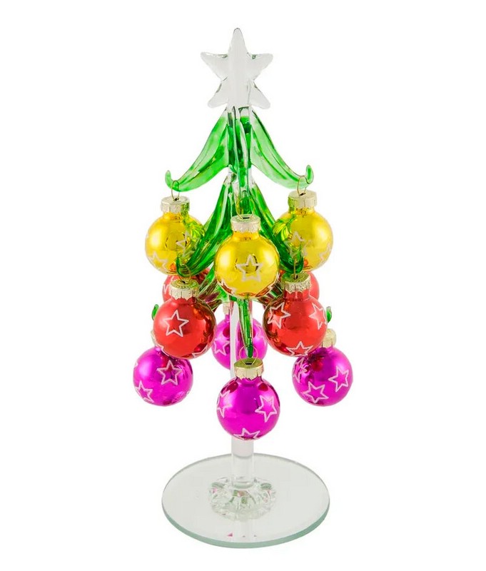 Мини-елочка стеклянная с цветными шариками, артикул 644062