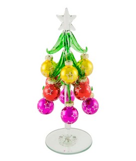 Мини-елочка стеклянная с цветными шариками, артикул 644062