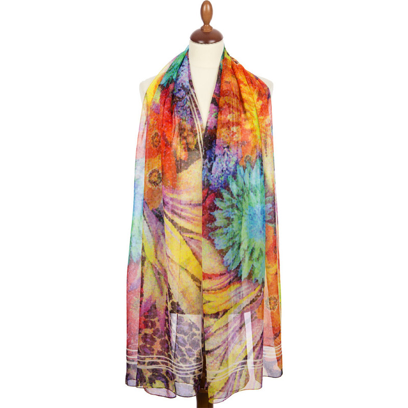 Павловопосадский шелковый палантин '10721' 100% шифон 85-20, артикул KW10721-000018