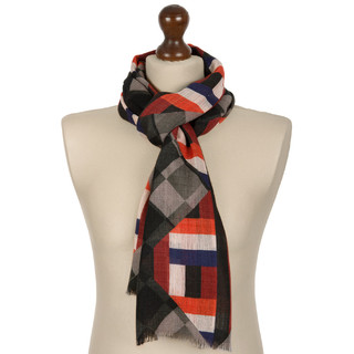 Павловопосадский мужской шарф черный 100% шерсть 40-190, артикул 10481-18 2