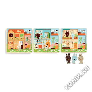 Трехслойный пазл 'Дом зайцев', Djeco 4