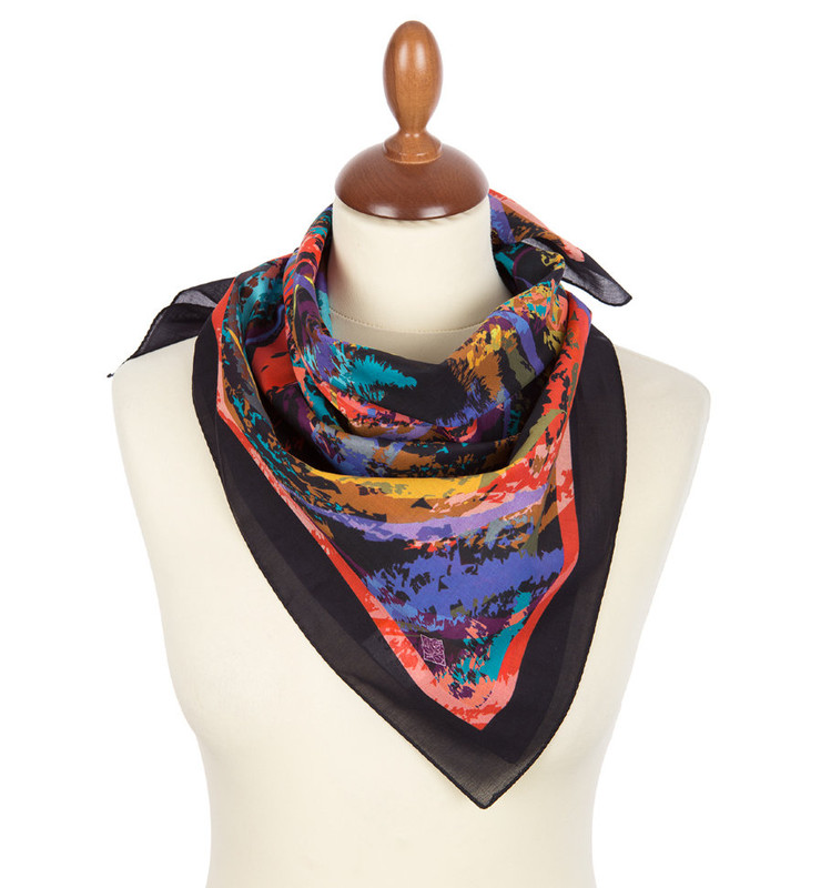 Павловопосадский платок черный 100 % хлопок 70-70, артикул 10277-18