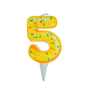 Свеча для торта 'Пончик. Цифра 5', 6 см Пати Бум, цвет разноцветный