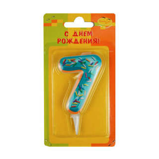 Свеча-цифра '7', 6 см, дизайн пончик 2