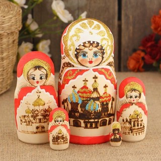 Матрёшка 'Храмы', выжигание, 5 кукол 1