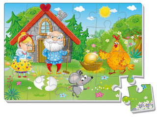 Пазл для малышей Vladi Toys 'Сказки. Курочка Ряба', мягкий
