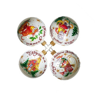 Набор 'Лукоморье' из 4 шаров по 7.5 см, стекло, артикул С 1592