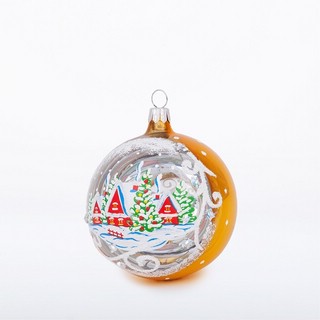 Шар "Зимний пейзаж" стекло, 7.5 см, артикул С2054