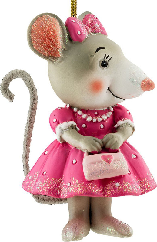 Украшение 'Мышь с сумочкой' 9.5 см, полирезина