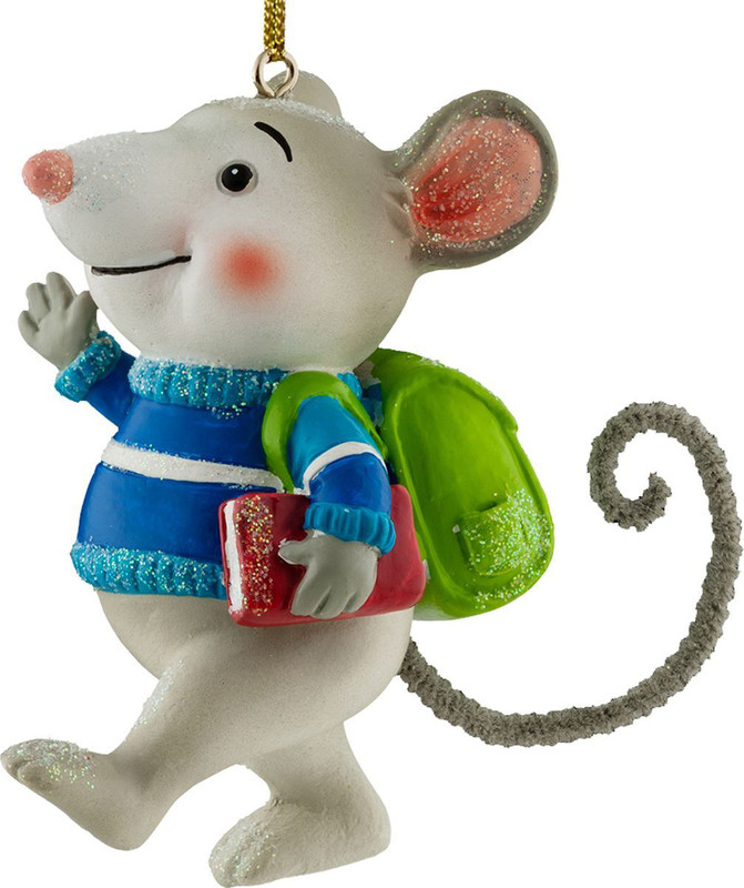 Украшение 'Мышь-школьник 8 см, полирезина