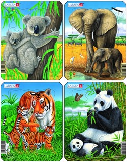 Пазл Larsen Коала, слон, тигр, панда (в ассортименте)