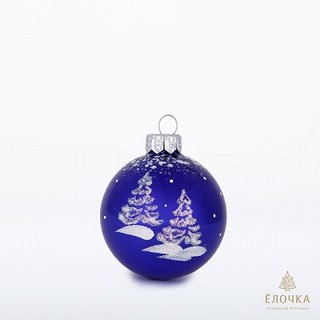 Шар "Новогодний" стекло, 6 см, артикул С1483 (ёлочки)