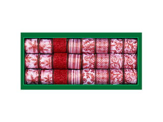 Лента для декорирования искристая красная/прозрачно-белая с к...