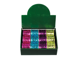 Лента для декорирования блестящая с пайетками фисташковая/фио...