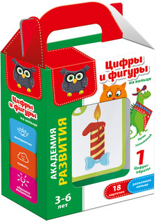 Игра настольная Vladi Toys 'Карточки на кольце. Цифры и фигуры'