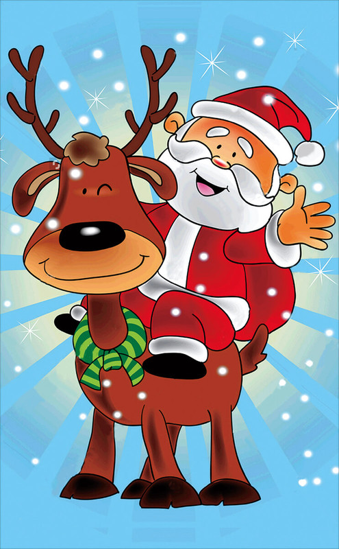 Алмазная мозаика LC021 'Санта на олене' 20 х 30 см