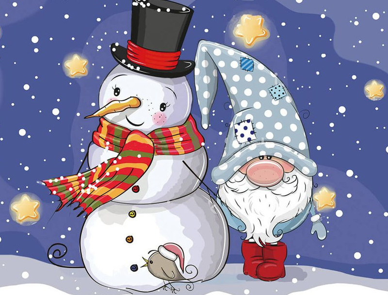 Алмазная мозаика LE100 'Гном и снеговик' 30 х 40 см